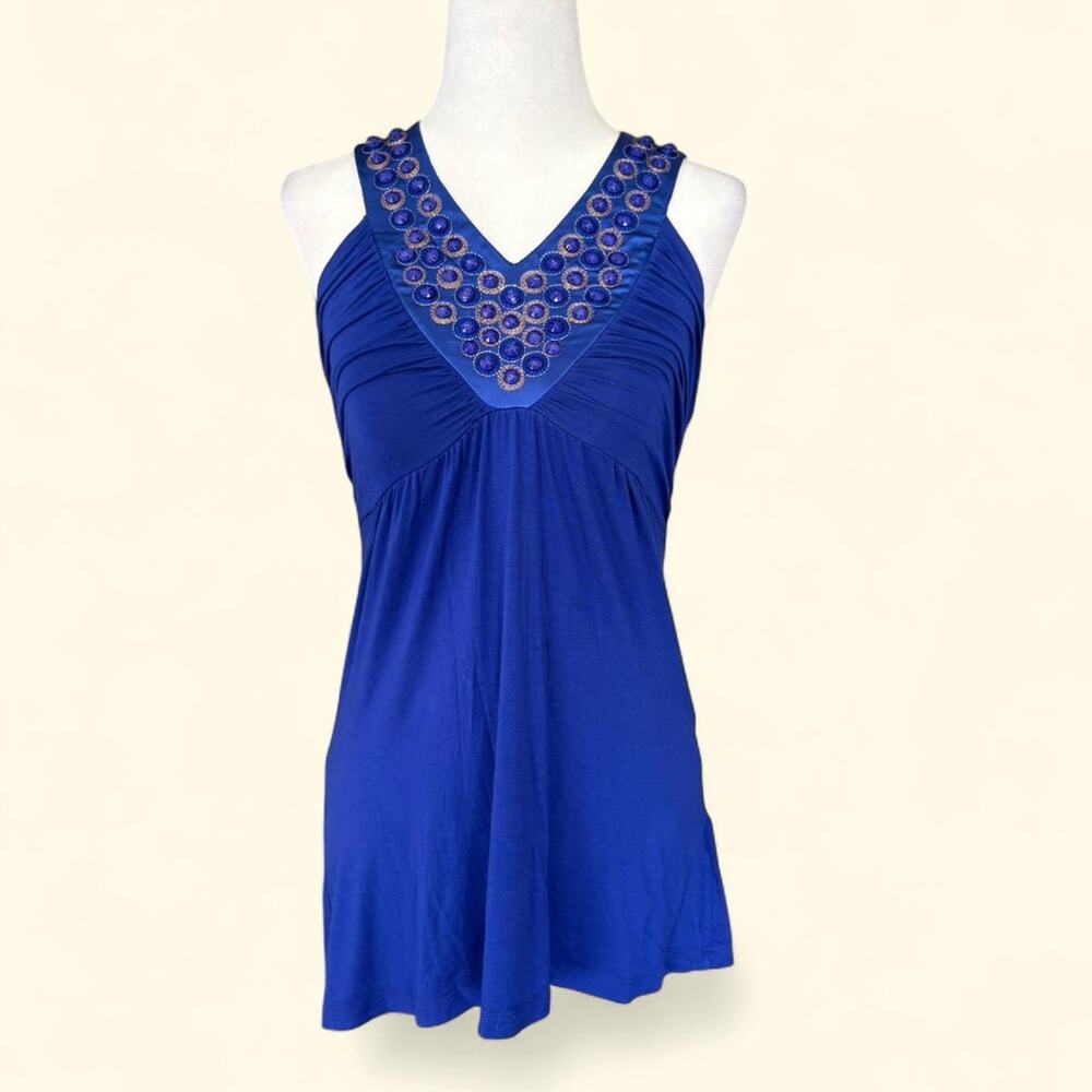 Soprano Y2K Style Beaded McBling Cobalt Blue Top